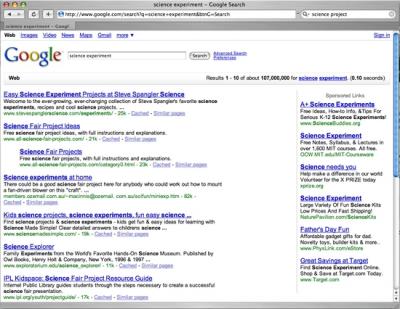Google Results for Science Experiments